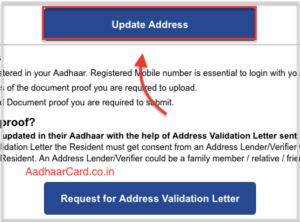 Update Address after getting Address Validation Letter