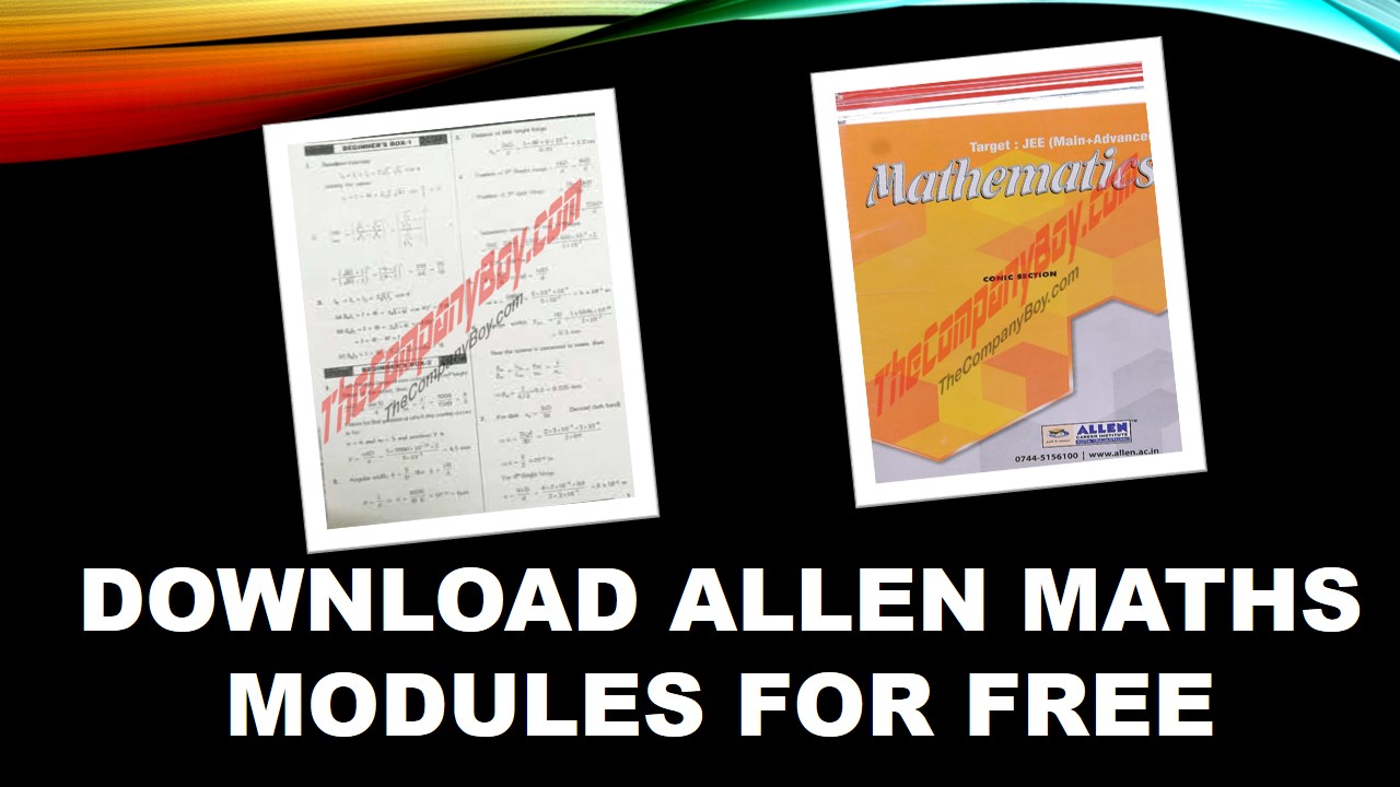 DOWNLOAD ALLEN MATHS CHAPTERWISE NOTES AND PROBLEMS WITH SOLUTIONS PDF