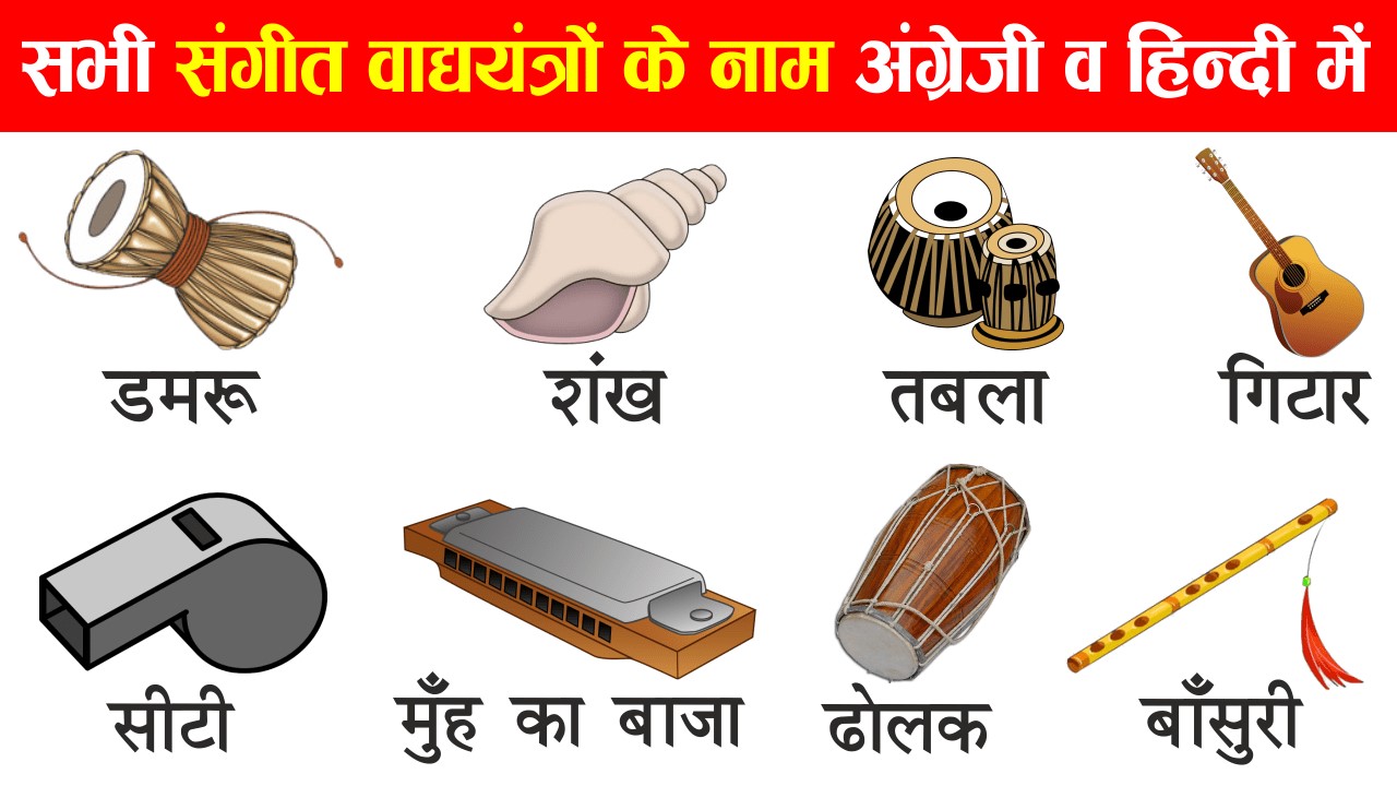Musical instruments names and information with pictures – म्यूजिकल इंस्ट्रूमेंट्स के नाम हिंदी में