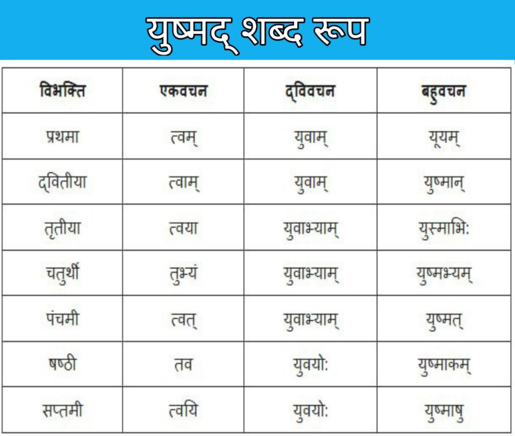Yushmad Shabd Roop In Sanskrit 