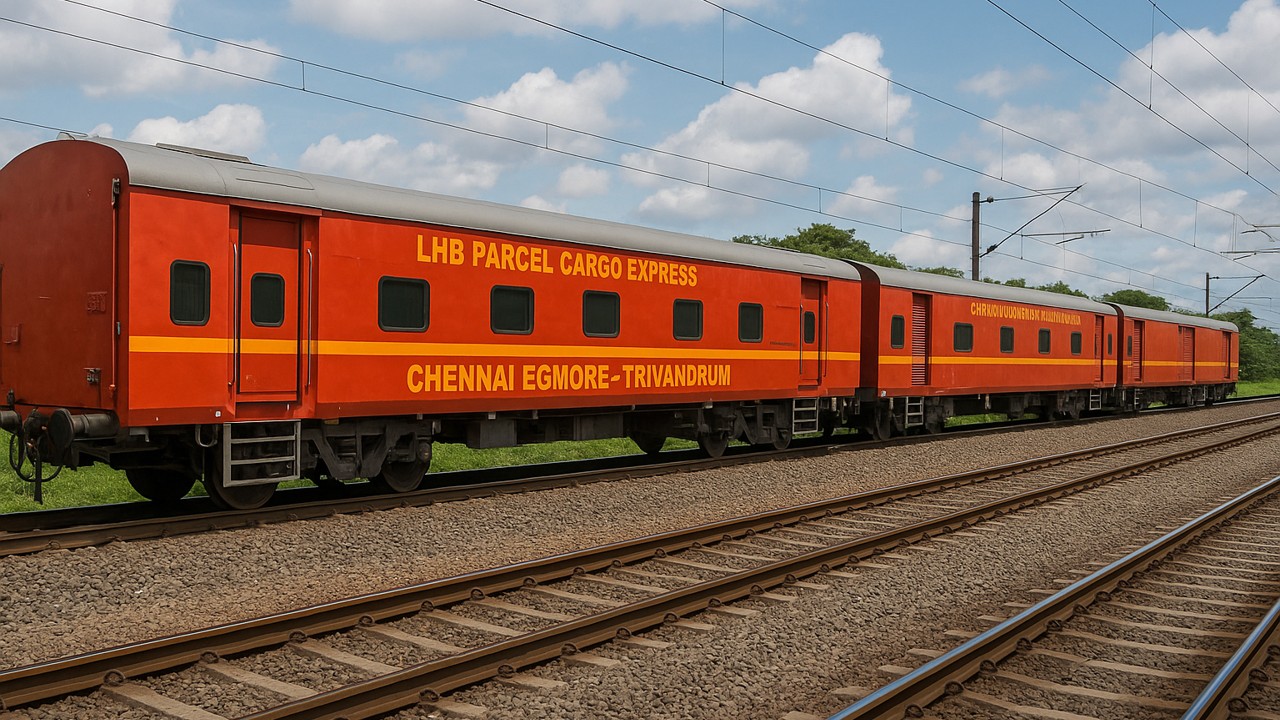 LHB Parcel Cargo Express Train Between Chennai Egmore-Trivandrum
